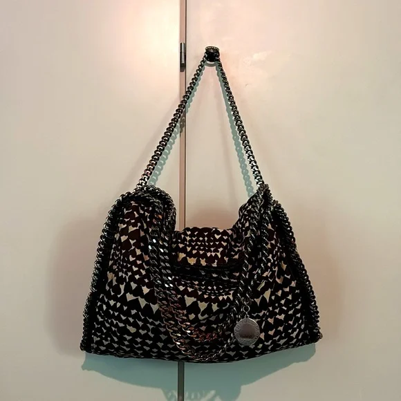 Stella McCartney Rare Falabella in Cream, Black Hearts Canvas, 2014 limited run